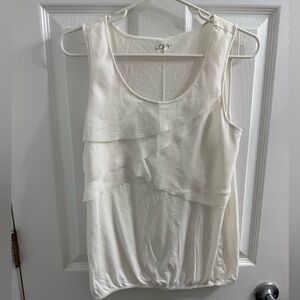 LOFT Cream Layered Sleeveless Blouse